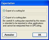 Export a cutting list or a cutting up