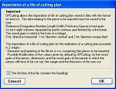 Importation of a cutting list
