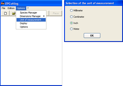 Select type of unit of measurement