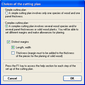 Choice of type of cutting plan