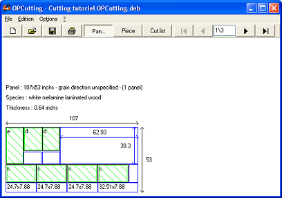 Result of the cutting optimization