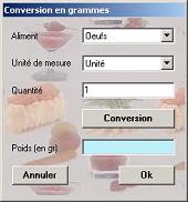 conversion volume poids des aliments