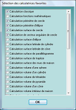 slection des calculatrices favorites