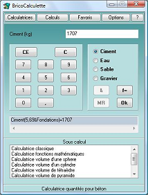 Calculatrice quantité pour béton