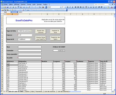 ExcelToDebitPro feuille de débit menuiserie