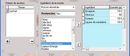 saisie des ingrédients de la recette de cuisine